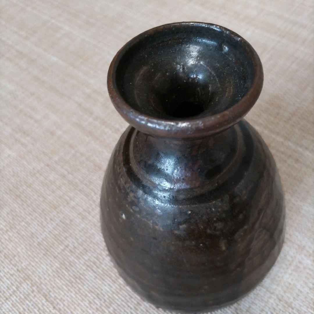 李朝　朝鮮焼　鉄釉花瓶