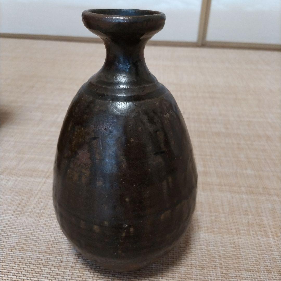 李朝　朝鮮焼　鉄釉花瓶