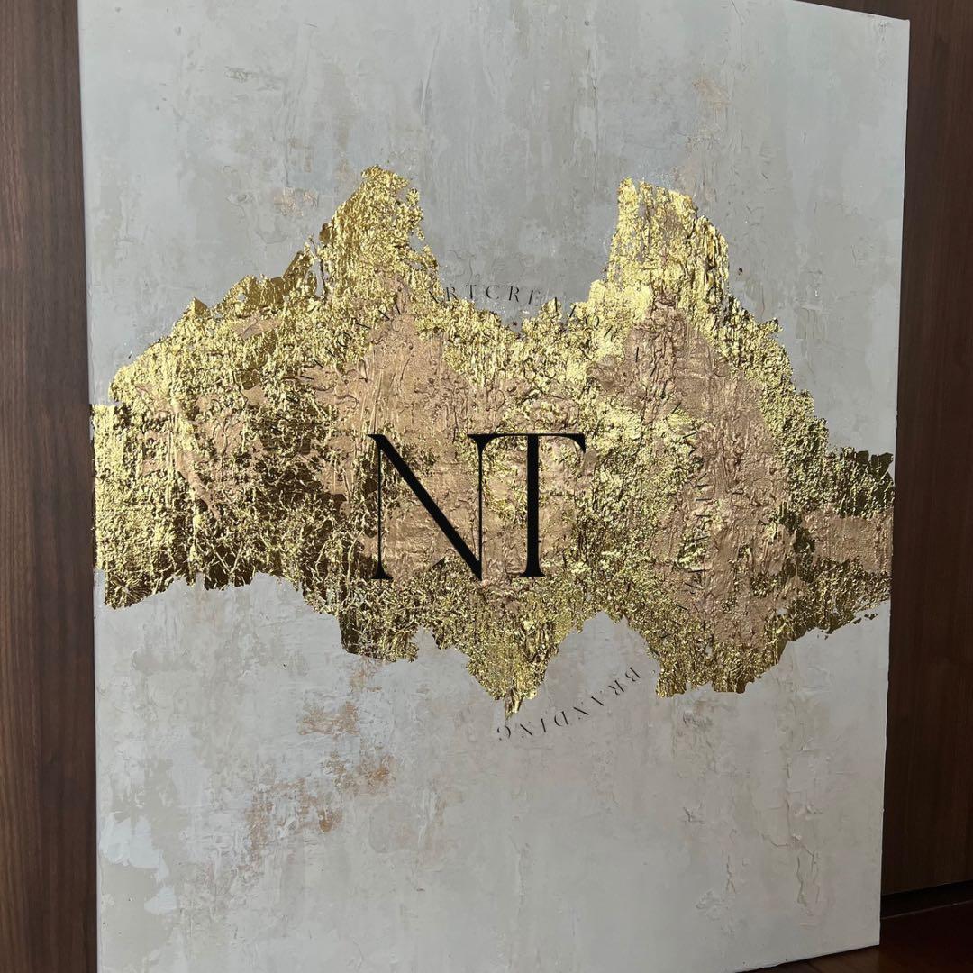 アート　絵画　インテリア海外　抽象画　モダン　ホテル　ギフト　金箔　ゴールド