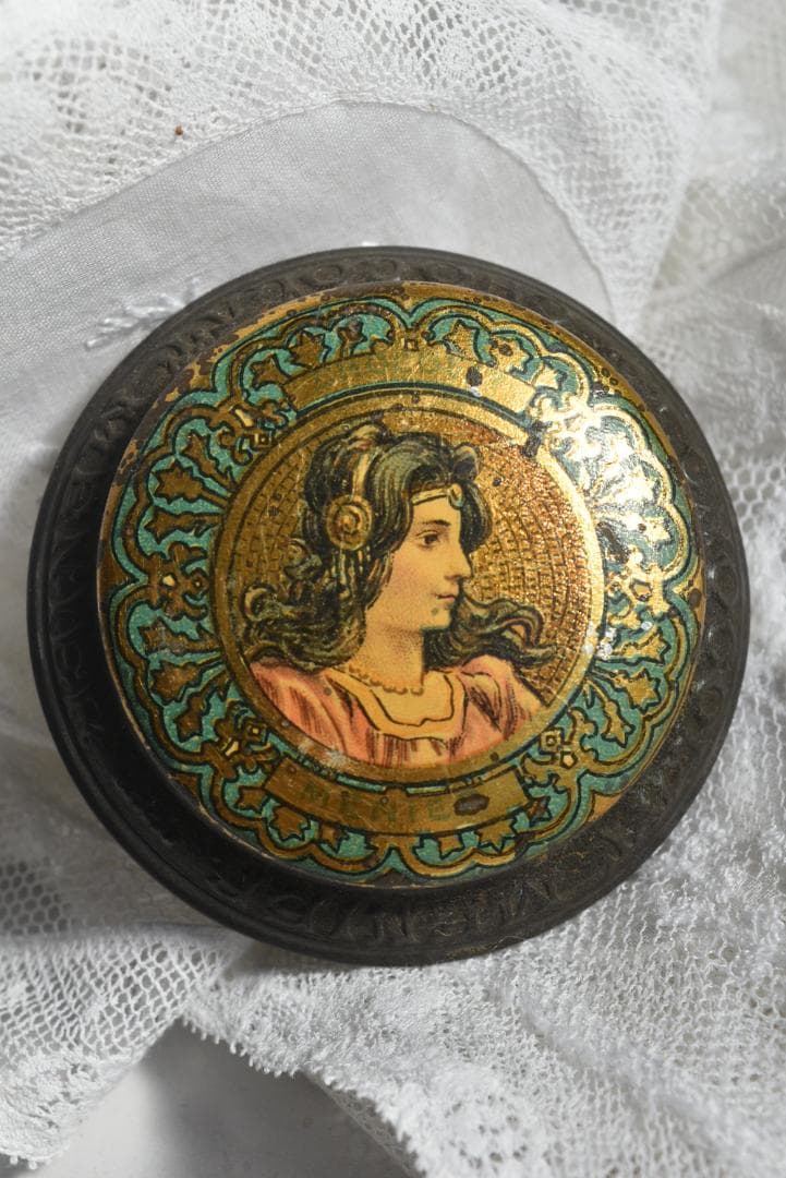 レア！CHOCOLAT MENIER　アールヌーヴォー　ブリキ缶皿　ボンボン