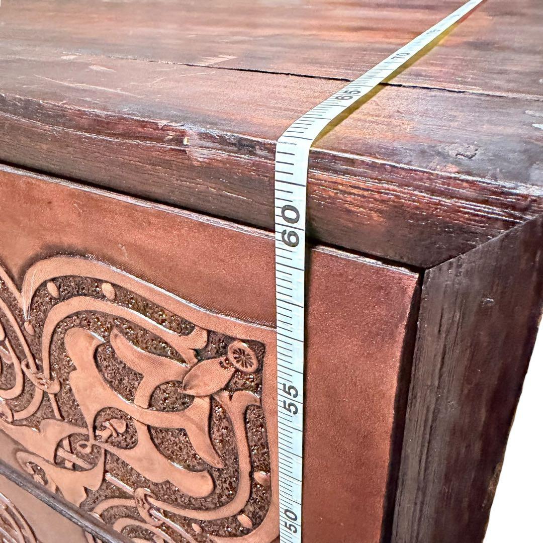 民芸 木彫 木製 3段チェスト タンス 無垢 レトロ 家具 ディスプレイ y2k