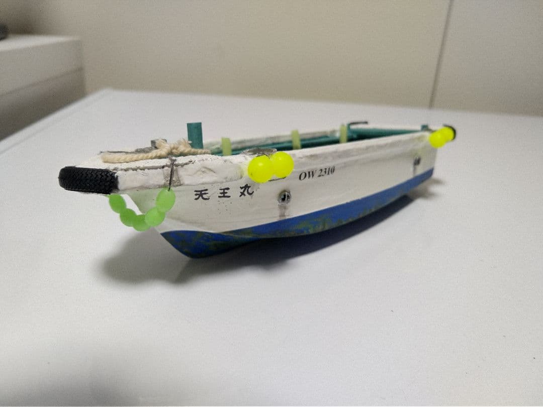 【ワンオフ】HO 和船　漁船　船外機　マーキュリー　モーター付　ストラクチャー