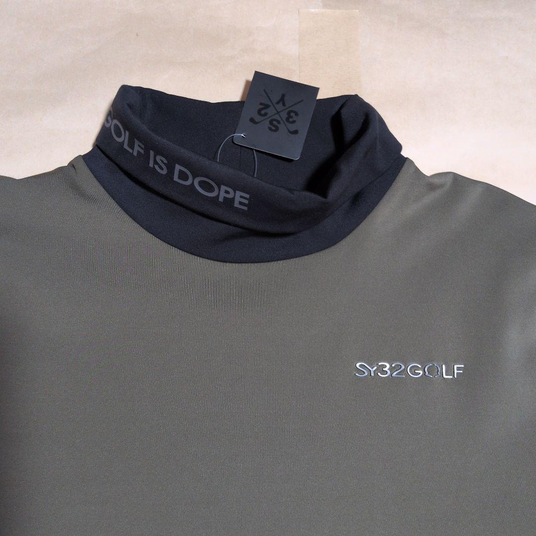 SY32:メンズ:Lサイズ:ハイネックシャツ:オリーブ色