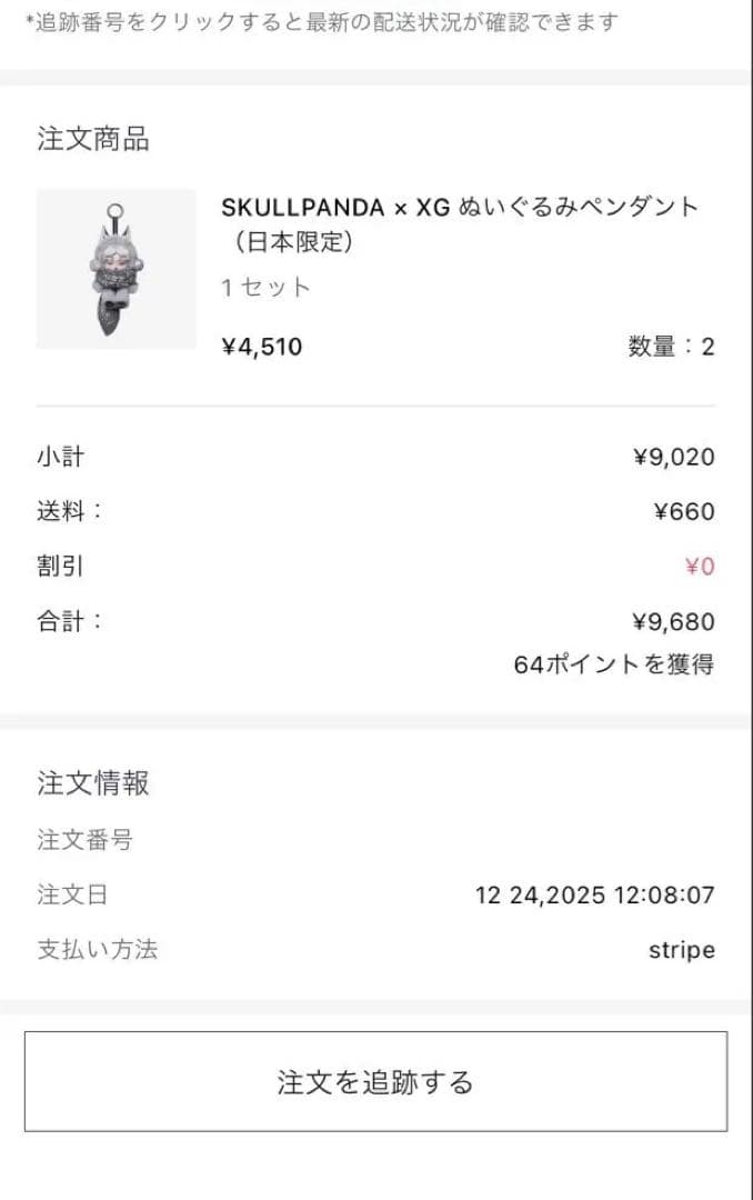 POP MART SKULLPANDA x XG ぬいぐるみペンダント