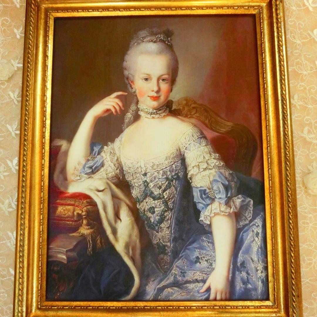 ロココ額絵　マリーアントワネットy　アンティークゴールド キャンバス印刷