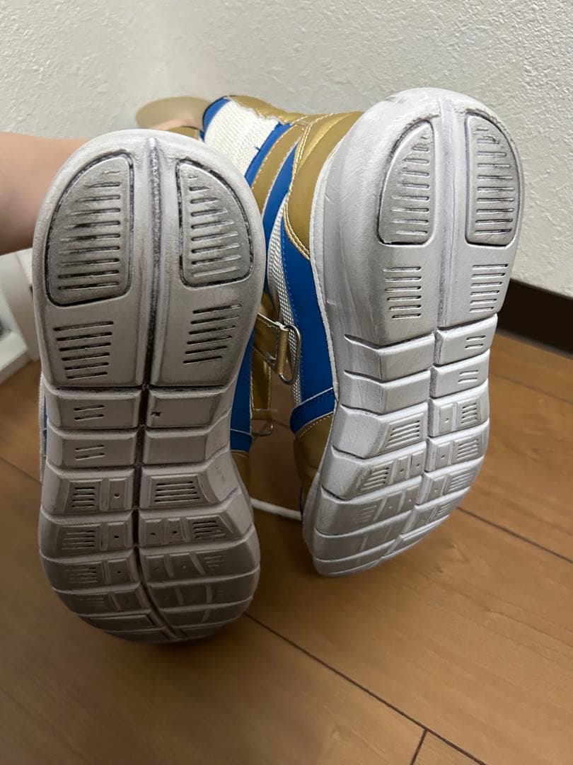 アダムスADAMS ボクシングシューズ ハイカット ホワイト/ゴールド/ブルー