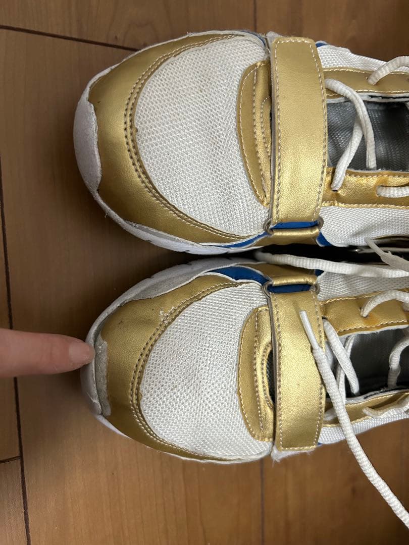 アダムスADAMS ボクシングシューズ ハイカット ホワイト/ゴールド/ブルー