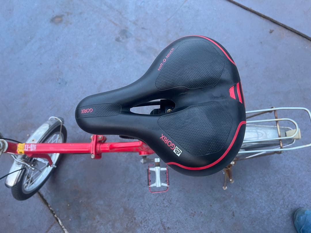 折りたたみ自転車 レッド V字型ハンドル 昭和レトロ