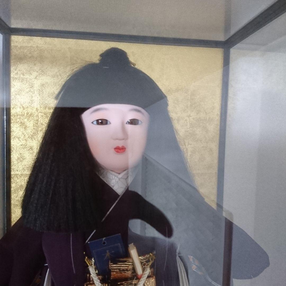 市松人形 紫と金色 　男児　春光作　　伝統的和服