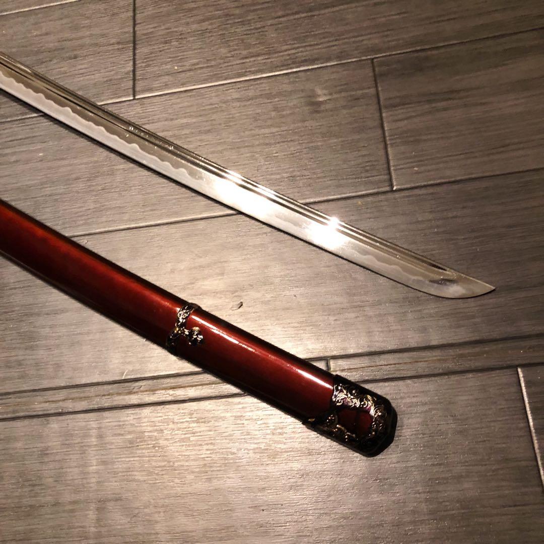 高級居合刀　高級模造刀　樋入刀身　朱拵え　合金刀身