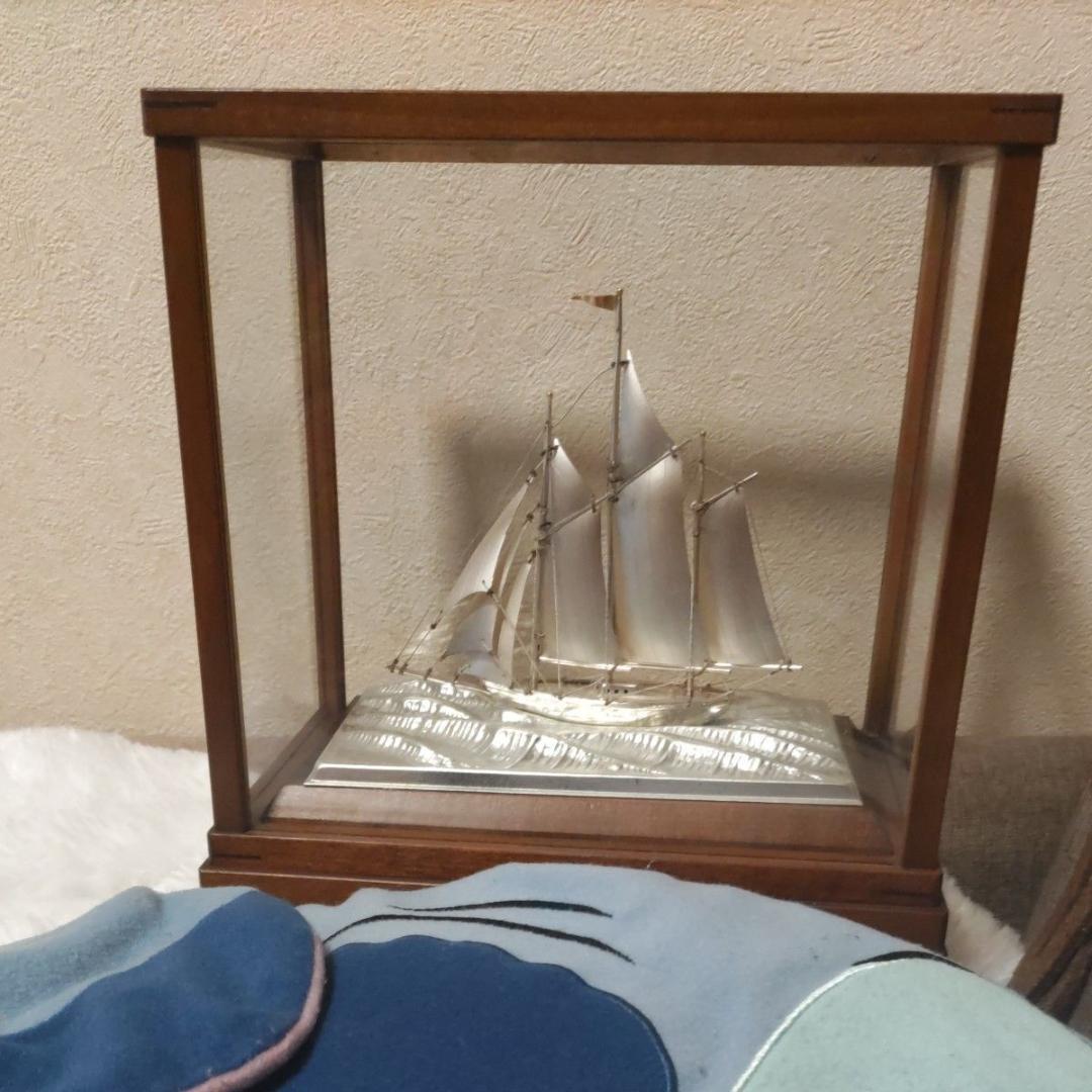 天下一ハレルヤ　純銀　帆船模型 置物 インテリア シルバーカラー