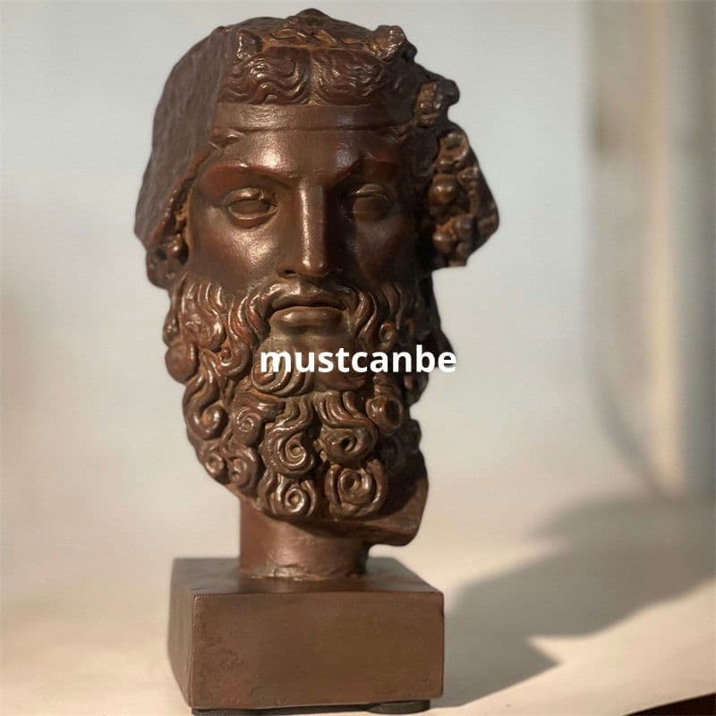 石像ギリシャ酒神ディオニュソス頭部居間 玄関 茶室 執務机 装飾品 工芸品 置物