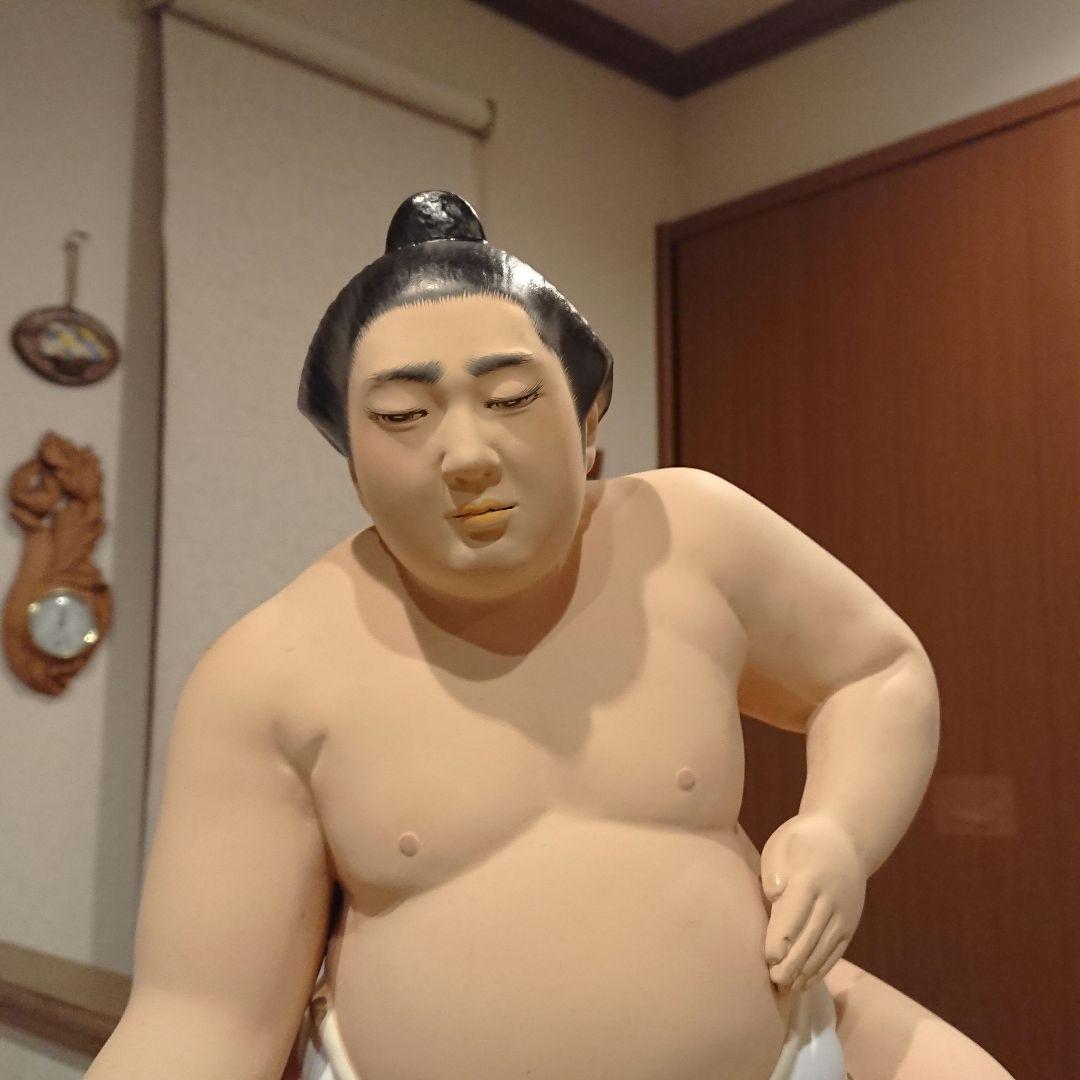 稀少 作家名有 博多人形 土俵入り 陶器製 横綱 フィギュア 約30cm