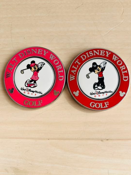 超レア　ディズニー　ゴルフボールマーカ－　ペア　ミッキーマウス　ミニーマウス
