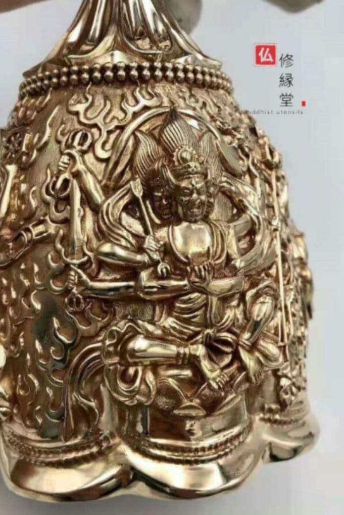 【修縁堂】密教法具 四大明王 法器 金剛鈴 鐘 真鍮製 26cm