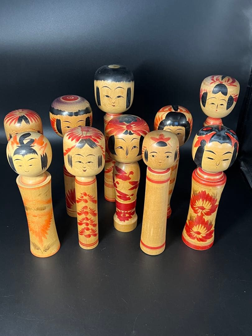 伝統こけし10本セット 会田栄治 岡崎昭一 遊佐福寿 井上ゆき子 我妻与四松ほか