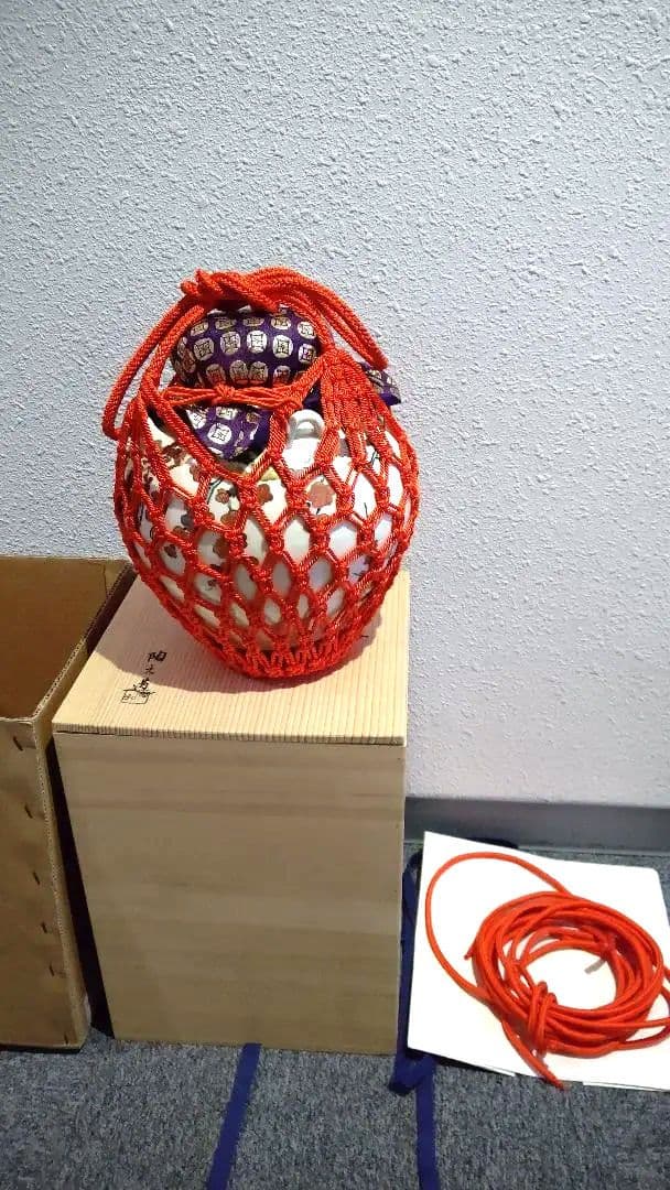 茶道具、飾壺、仁清写、月に梅、陶六作、まお8番