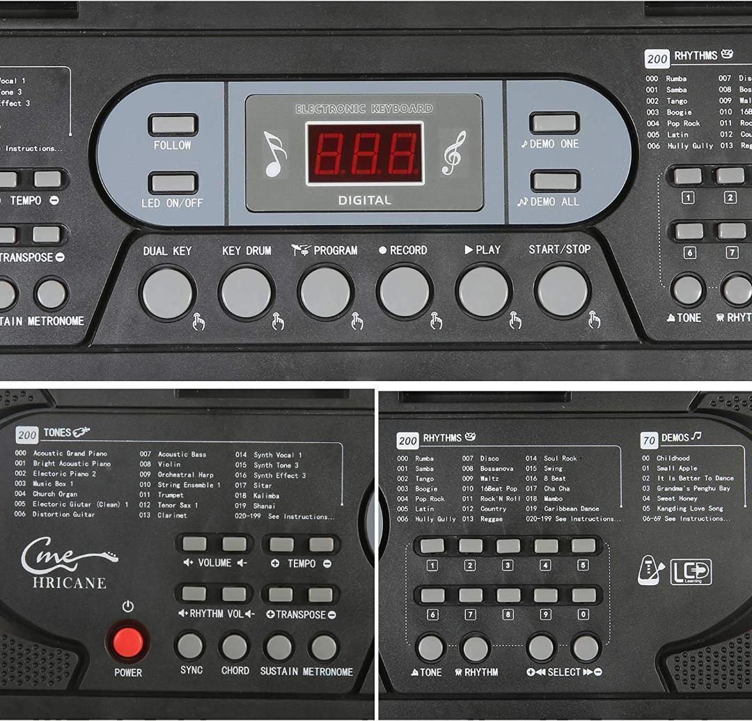 【M2183-114-80】61鍵盤 光る電子ピアノ 初心者向け多機能モデル