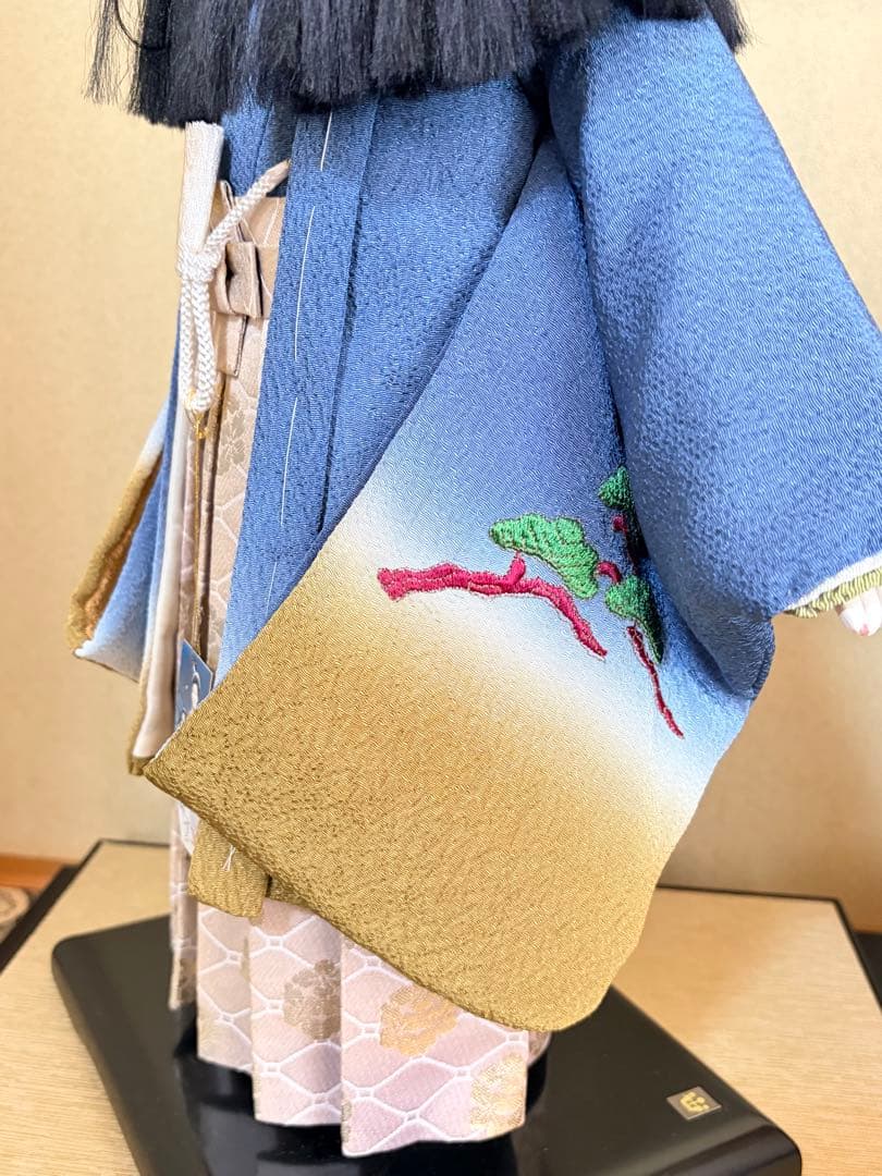 【高級　極美品】市松人形 玉秀作 ペア 男の子 女の子 ガラスケース有　台座付き