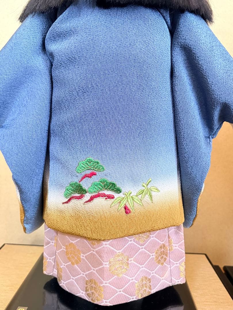 【高級　極美品】市松人形 玉秀作 ペア 男の子 女の子 ガラスケース有　台座付き