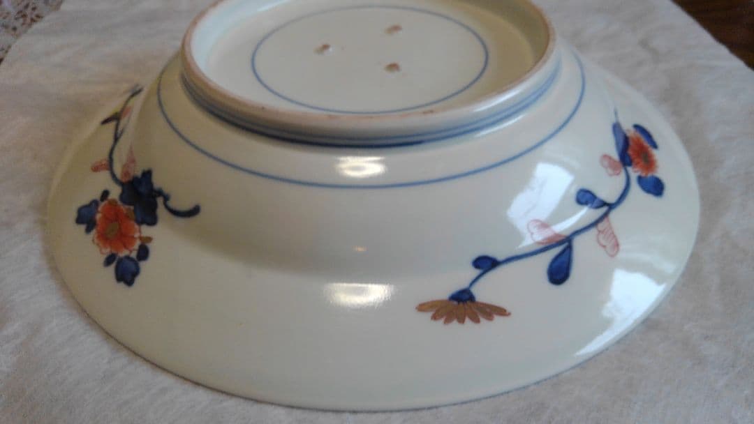 伊万里色絵金彩花籠皿