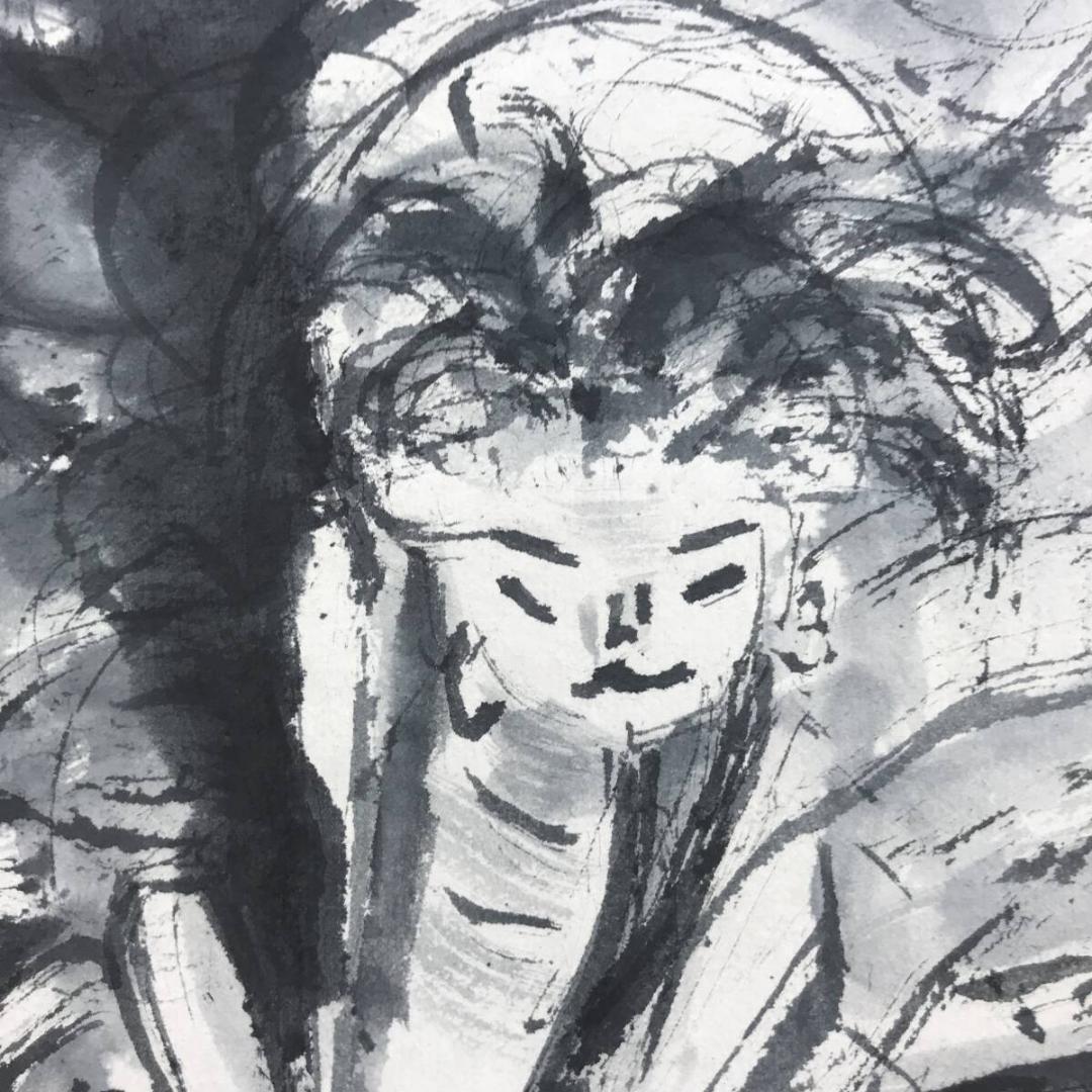 作者不詳/不動明王図/滝に不動図/仏画/滝に人物図/掛軸☆宝船☆AH-776