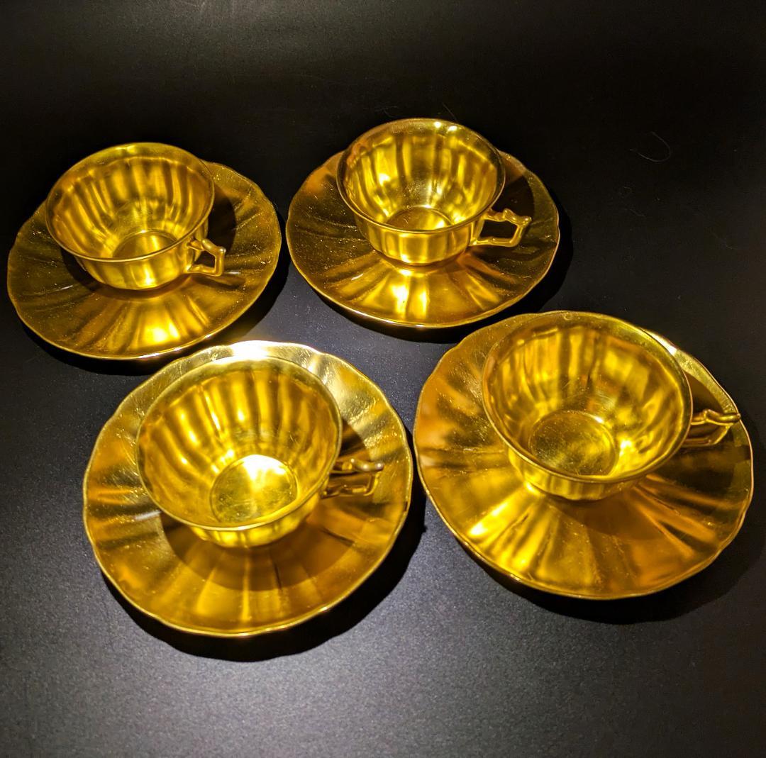 深淵なる金彩★4個セット★healey デミタスカップソーサー ゴールド