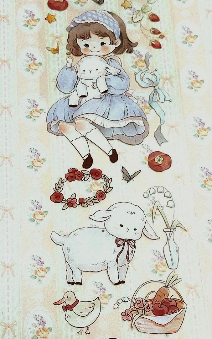 J1029＃小园与小羊(PET)鹿屿切り売り海外人物マステ女の子