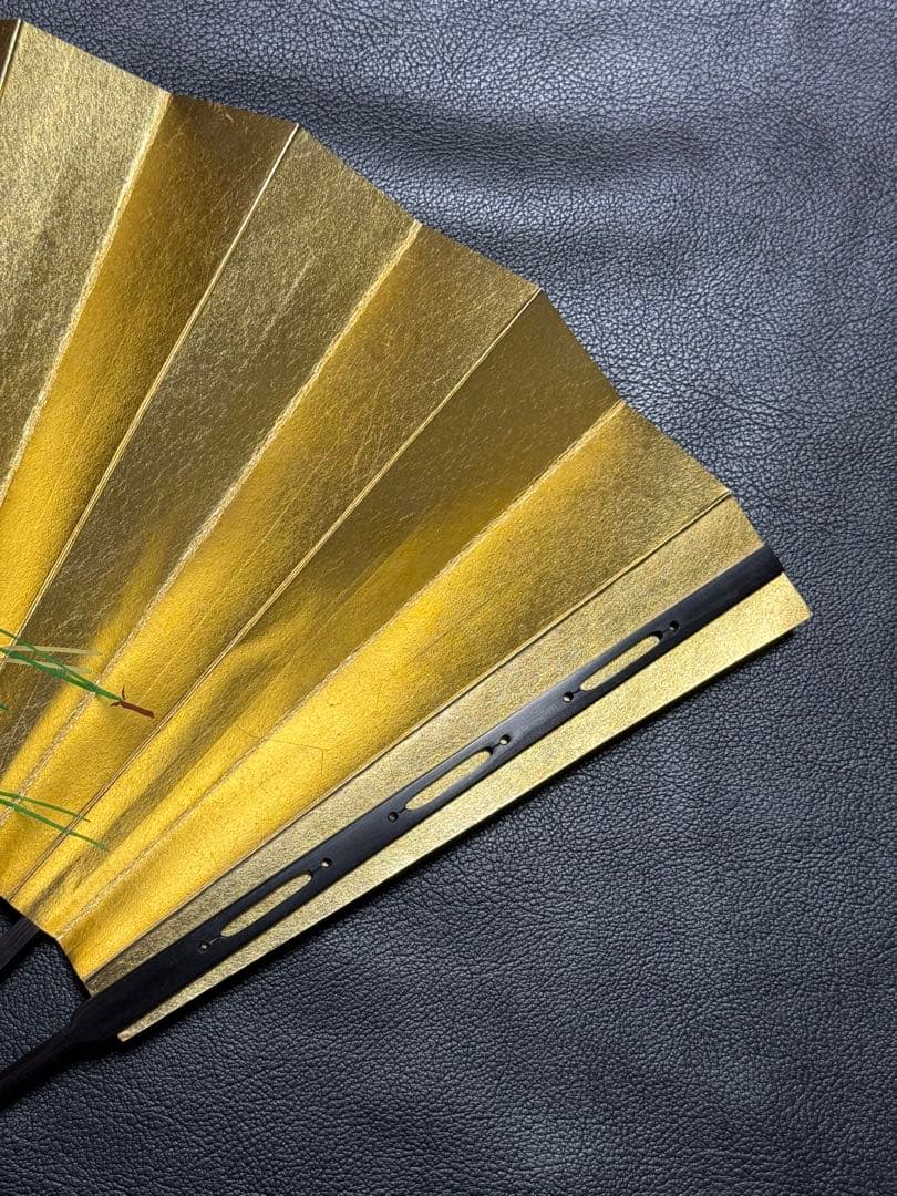 扇子　33.5cm 十松屋福井扇舗　金　桜　松葉　片面違い　仕舞扇　能楽　着物