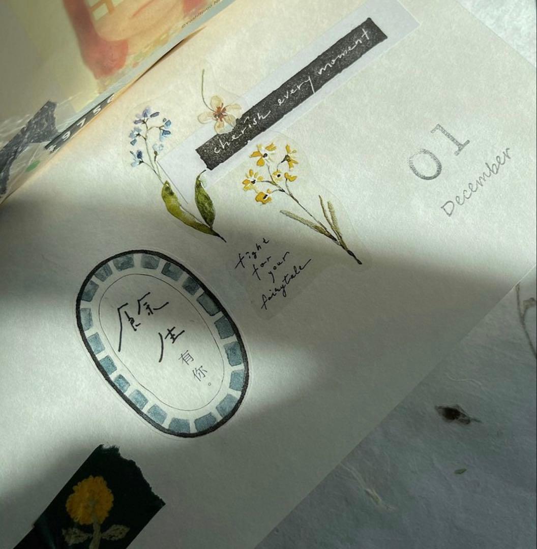 ⑤☆海外マステ☆ Pion さん 箔押し 紙上製器所 フラワートレイ