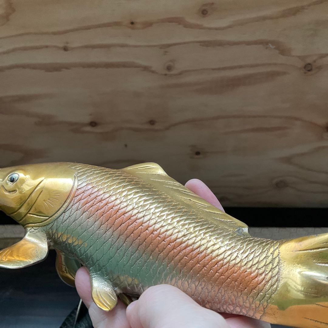 双鯉 双鯉 夫婦鯉 縁起物 金属製鯉の彫刻セット 置物 美術品 金属製鯉の装飾品