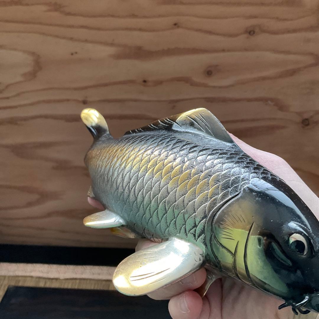 双鯉 双鯉 夫婦鯉 縁起物 金属製鯉の彫刻セット 置物 美術品 金属製鯉の装飾品