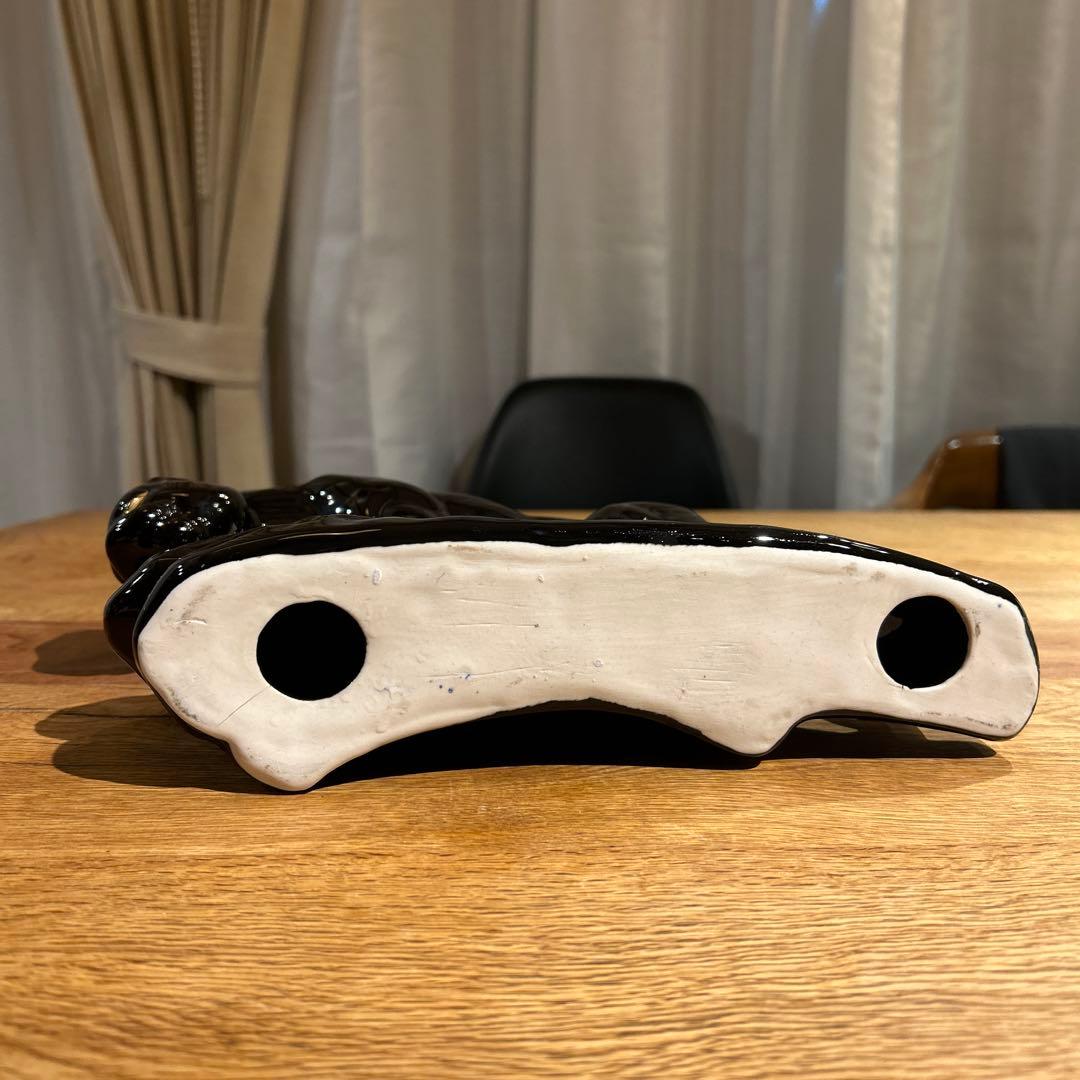 ★セラミック★黒豹★置物★ブラックパンサー★工芸品★インテリア★ヴィンテージ