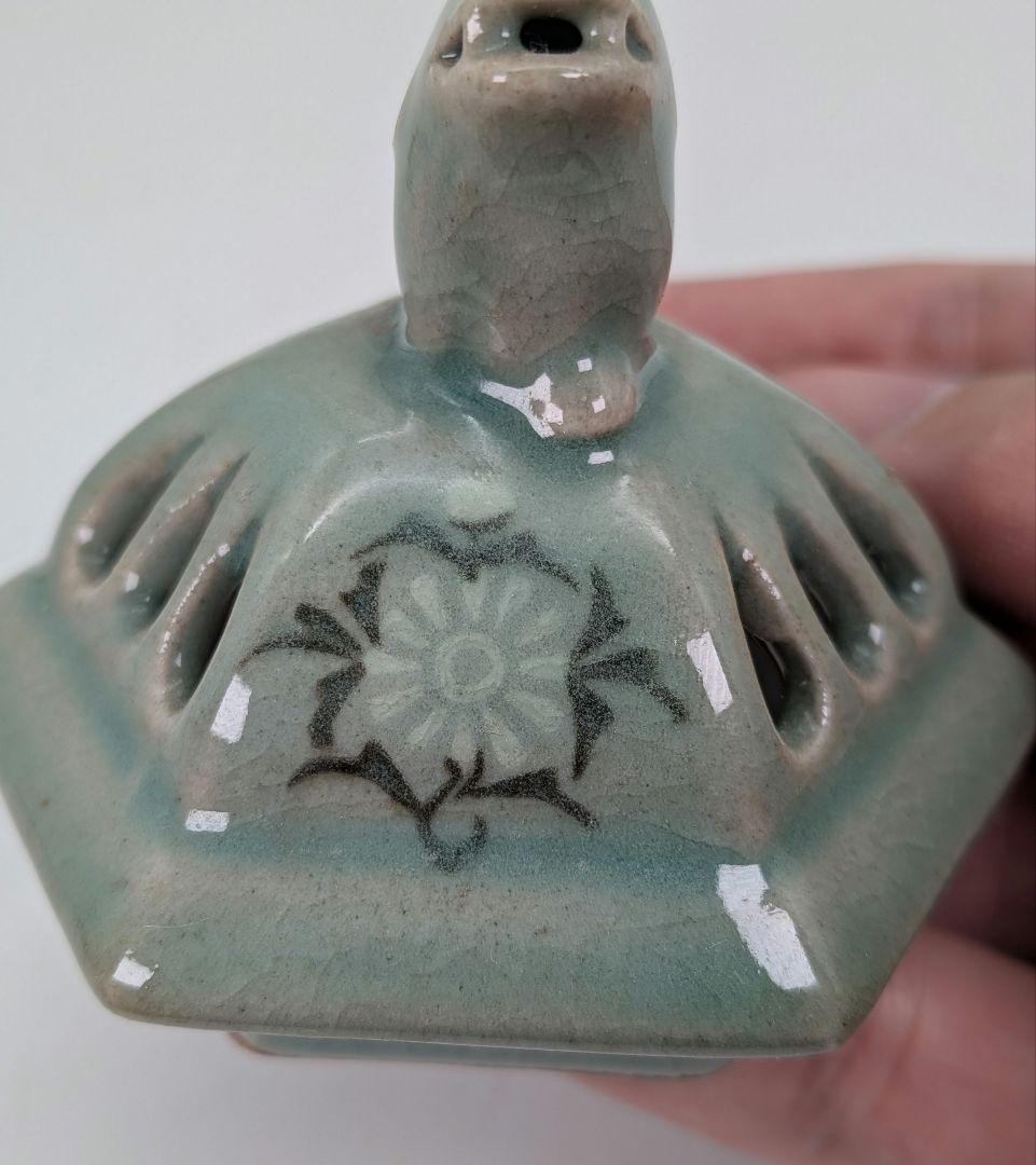 韓国人間国宝 申相浩 獅子摘青磁香炉 高麗青磁 韓国陶磁 香爐 香道具 茶道具