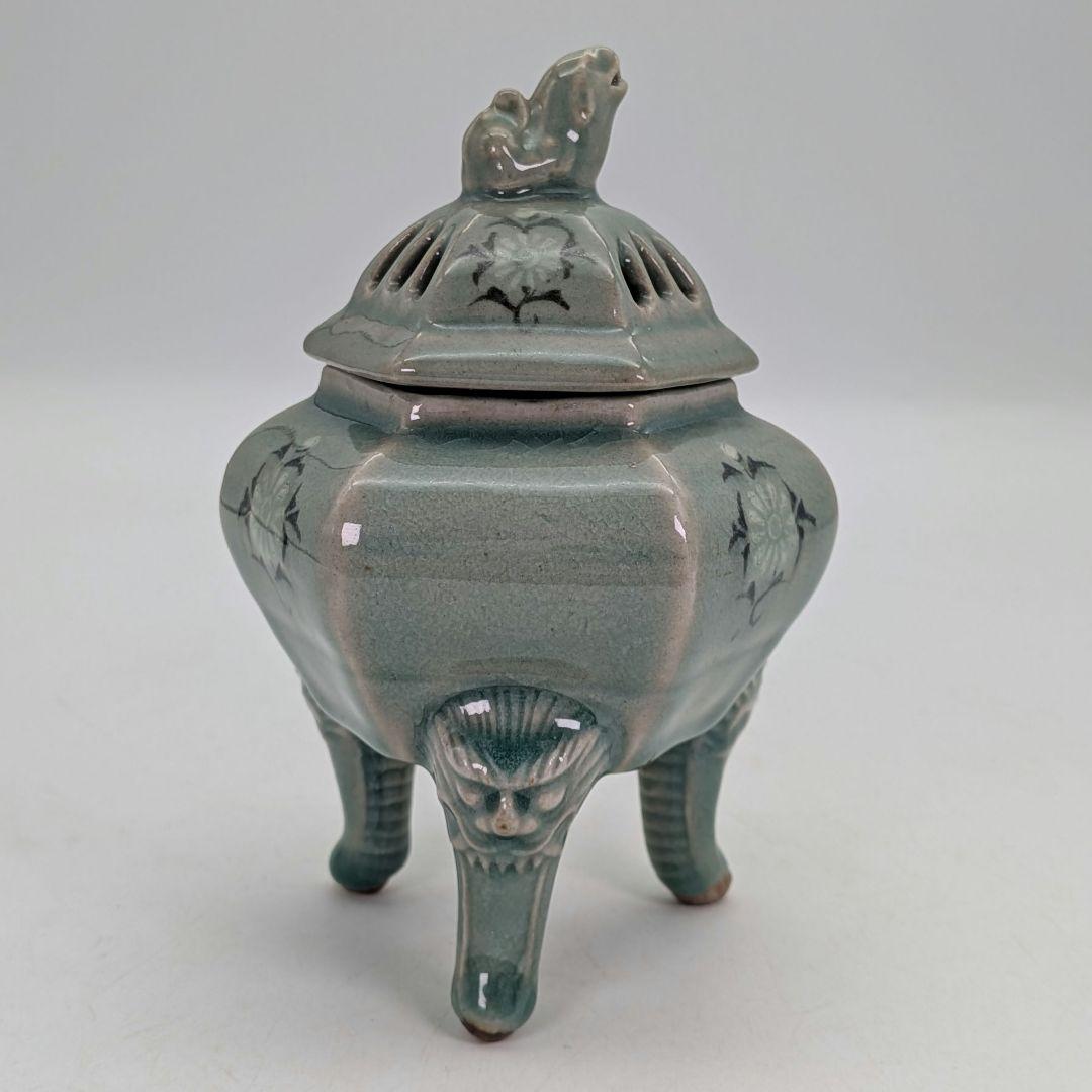 韓国人間国宝 申相浩 獅子摘青磁香炉 高麗青磁 韓国陶磁 香爐 香道具 茶道具