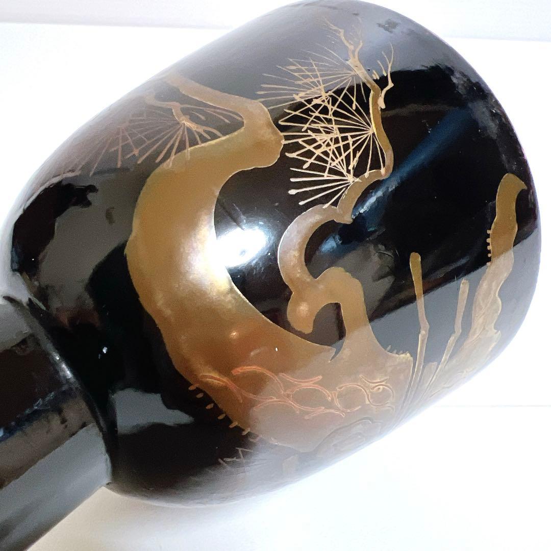 【蒔絵】小鼓 漆塗り 鶴絵柄　鶴亀　松葉　鼓胴 和楽器 雅楽 神楽 能楽