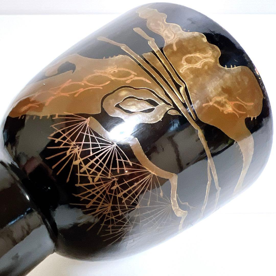 【蒔絵】小鼓 漆塗り 鶴絵柄　鶴亀　松葉　鼓胴 和楽器 雅楽 神楽 能楽