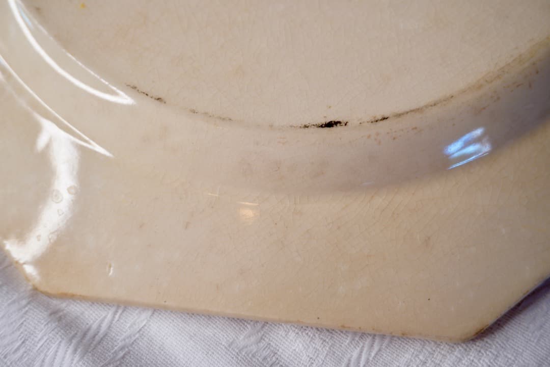 フランス アンティーク クレイユモントロー オクトゴナルプレート 陶器 平皿⑤