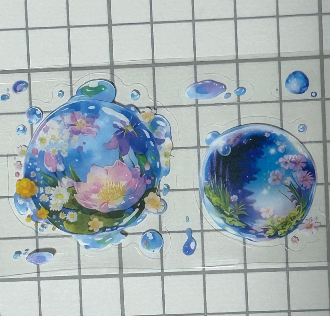 藍色と花 シール式 海外マステ 切り売り