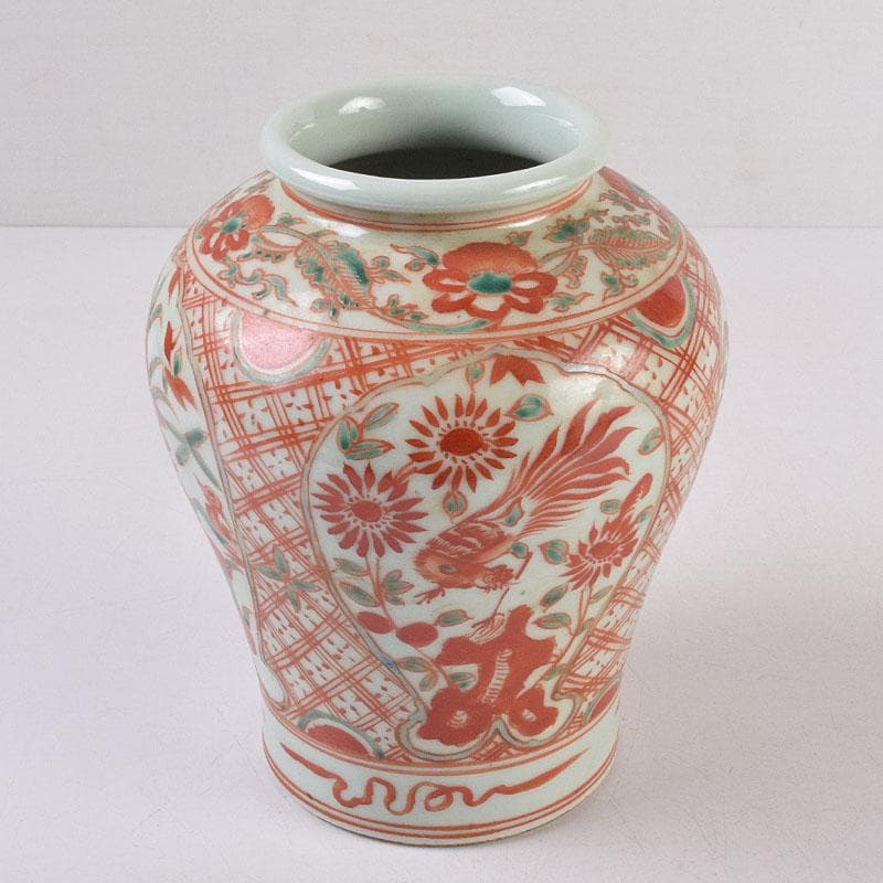 中国　赤絵　花鳥文瓶　C　R8941