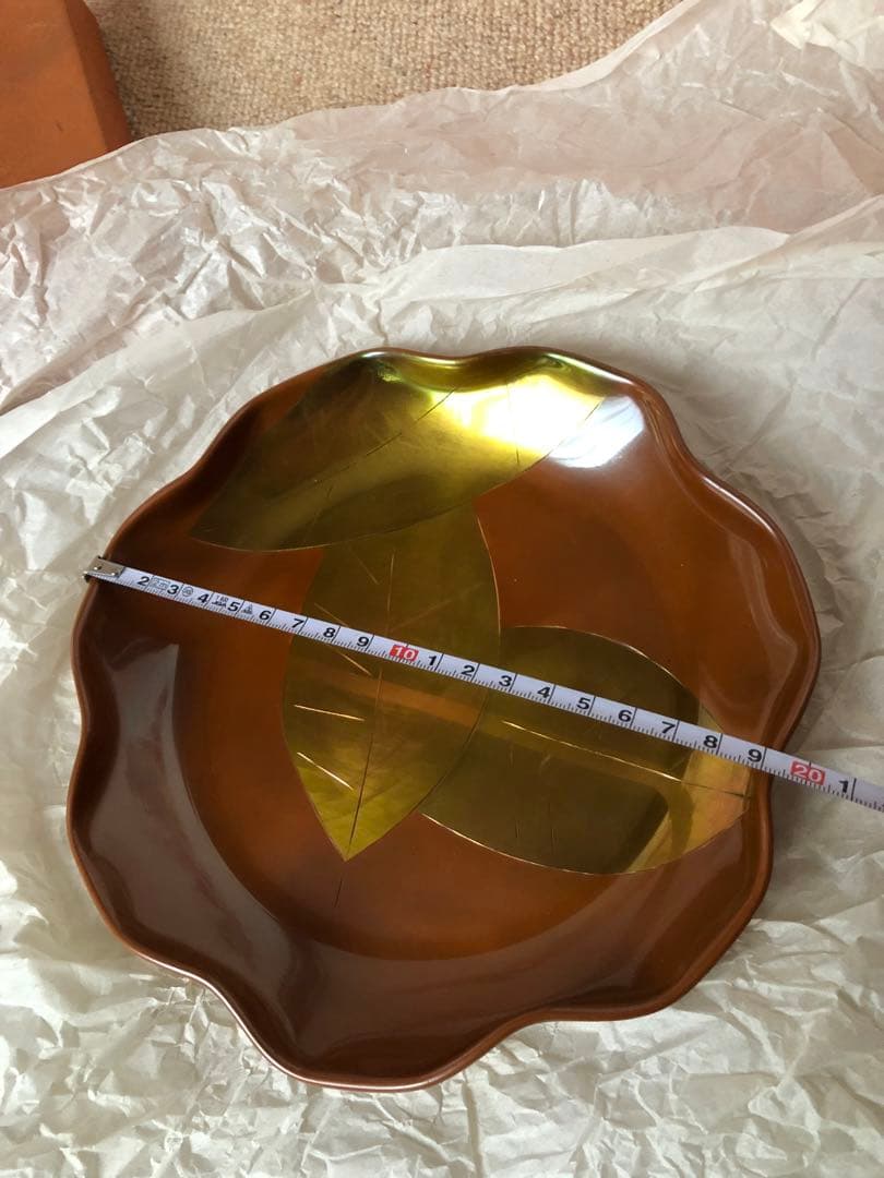 菓子器　煮色　木の葉　秀夆堂造　紙箱入