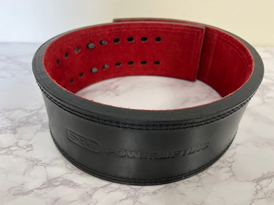 SBD パワーリフティング ベルト 黒/赤　13mm（M）