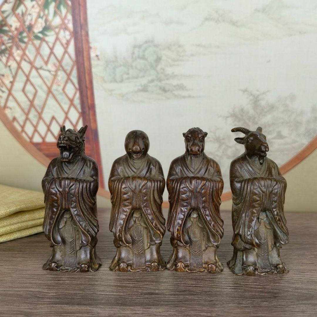 銅製 十二十二干支 茶台 玄関 博古架 装飾品 工芸品 置物