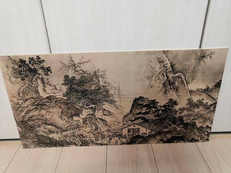 国宝　雪舟筆　四季山水図長巻　春夏秋冬額装セット　美品 複製