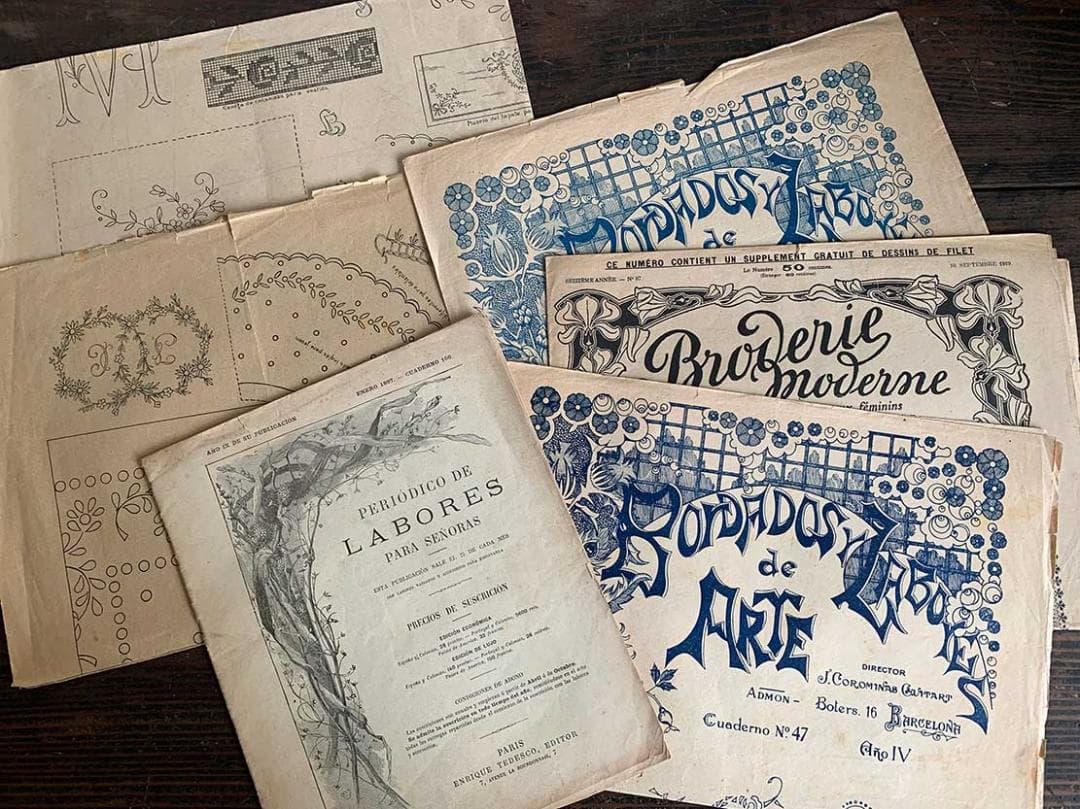 稀少 刺繍図案集 手芸雑誌 1897年６冊 手刺繍 手芸 アール・デコ/J896
