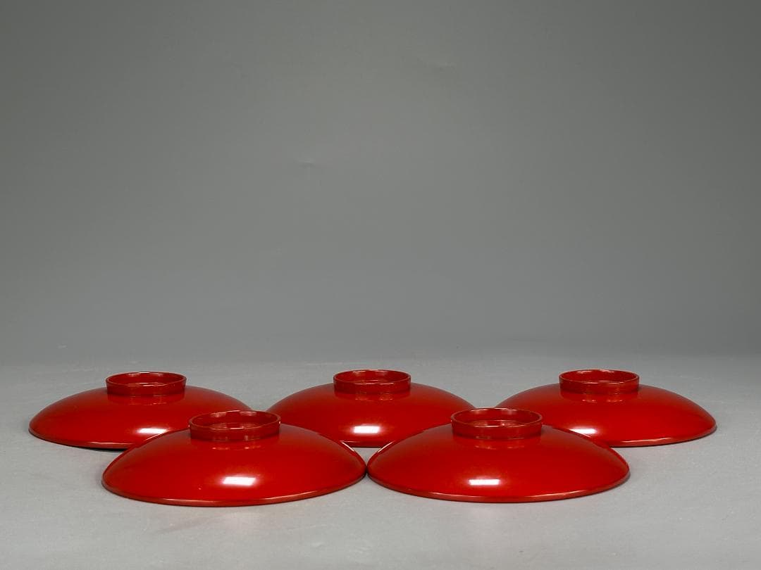 26.1.29-1 堅地屋清兵衛 利休形朱引盃 5客 共箱