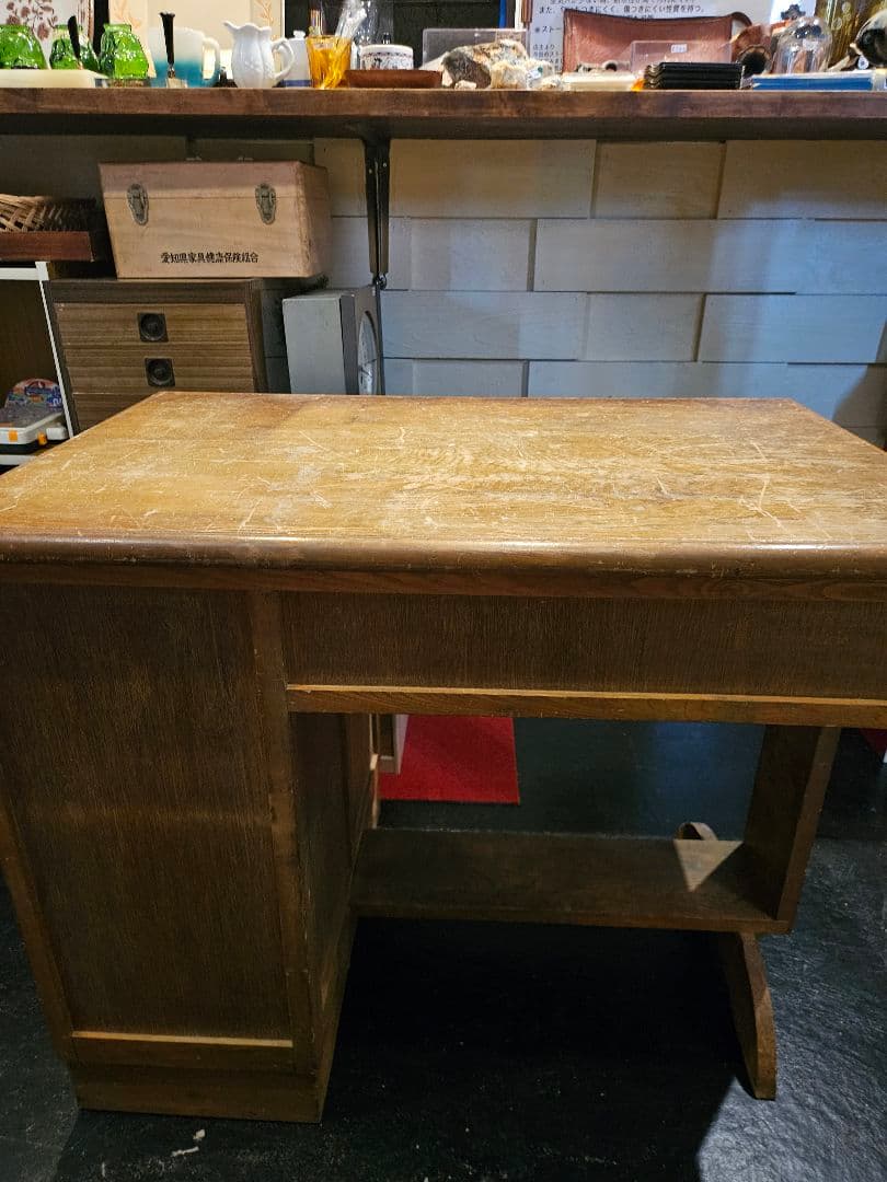 デスク　机　学習机　引き出し　テーブル　作業台　木製　昭和レトロ　アンティーク