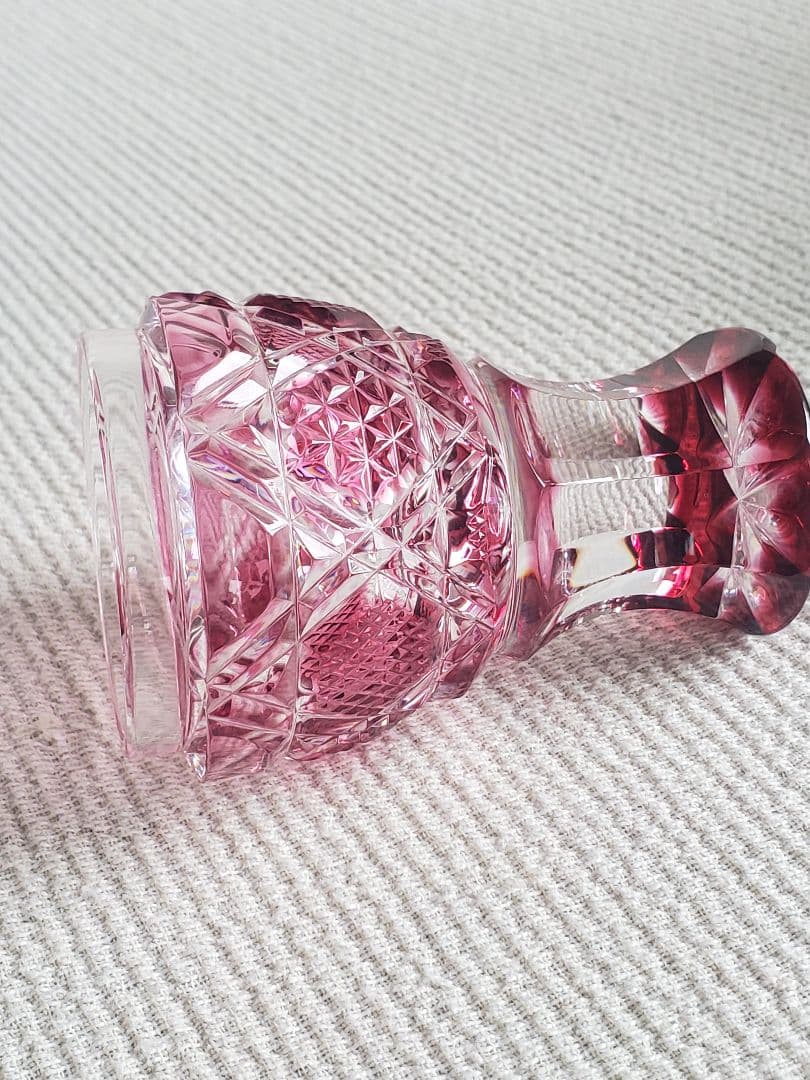 【美色＊美品】薩摩切子の馬上杯　ギヤマン　ビードロ　ガラス細工　酒器　盃　赤　青