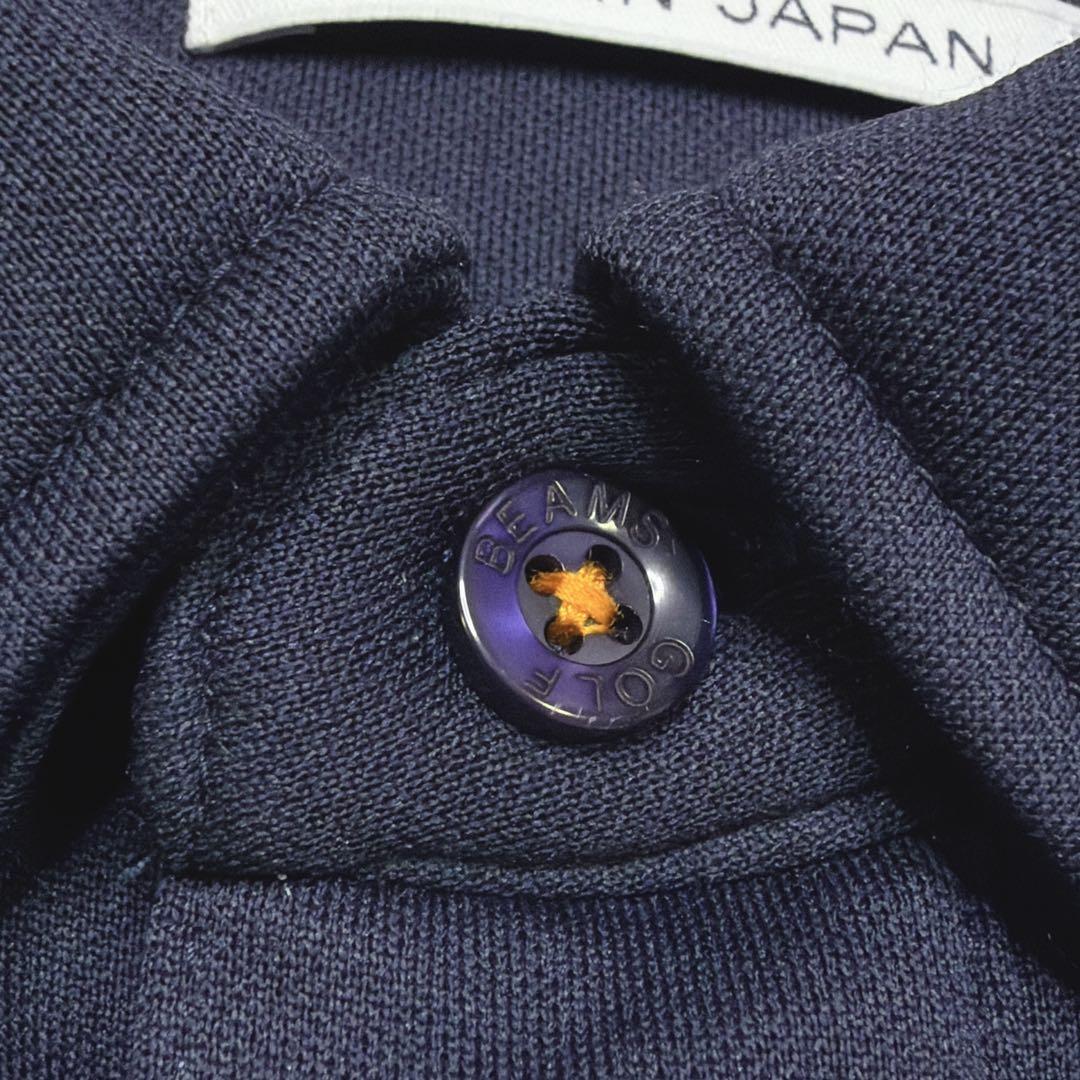 【美品】 BEAMS GOLF 長袖 ポロシャツ 裏フリース 日本製 XL 紺