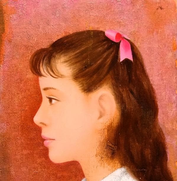 田村正幸 「甘きかおり」 サムホール 受賞多数！少女像 油彩